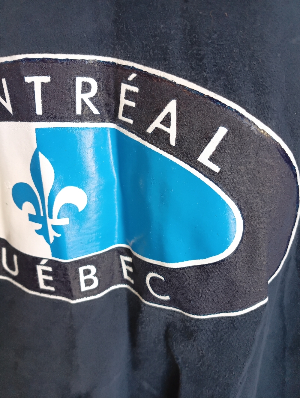 Vintage Y2K Montreal Québec Navy Graphic T-Shirt Made In Canada XL - Picture 8 of 10